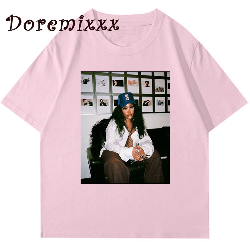 SOS Tour Sza Graphic Tshirt Men T-shirt Hip Hop Rapper Women Clothes Cotton Man Short Sleeve T Shirt 90s Streetwear Unisex Tops