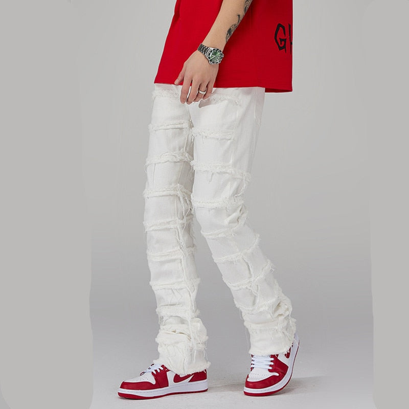 2023 Punk Stacked White Straight Y2K Grunge Jeans Pants Men New Fashion Hip Hop Kpop Women Cotton Old Long Trousers Ropa Hombre