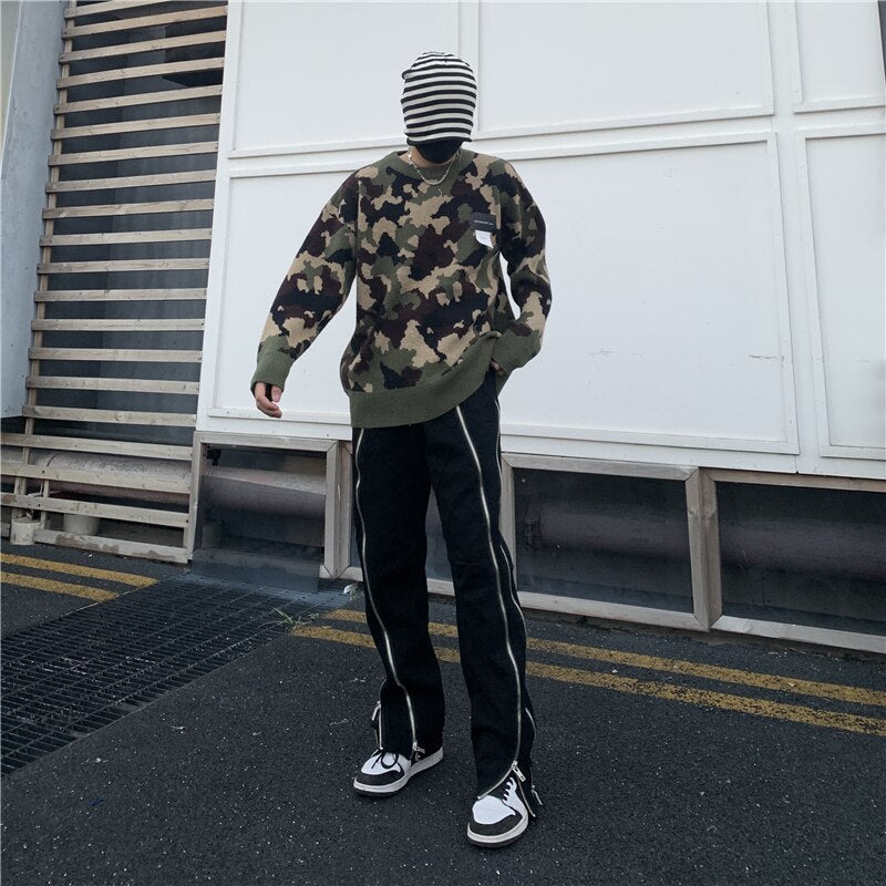 Zipper Hip Hop Cargo Pants Y2k Jeans Woman Man Baggy Streetwear Casual Black Stacked Men Free Shipping Slim Flare White Men's
