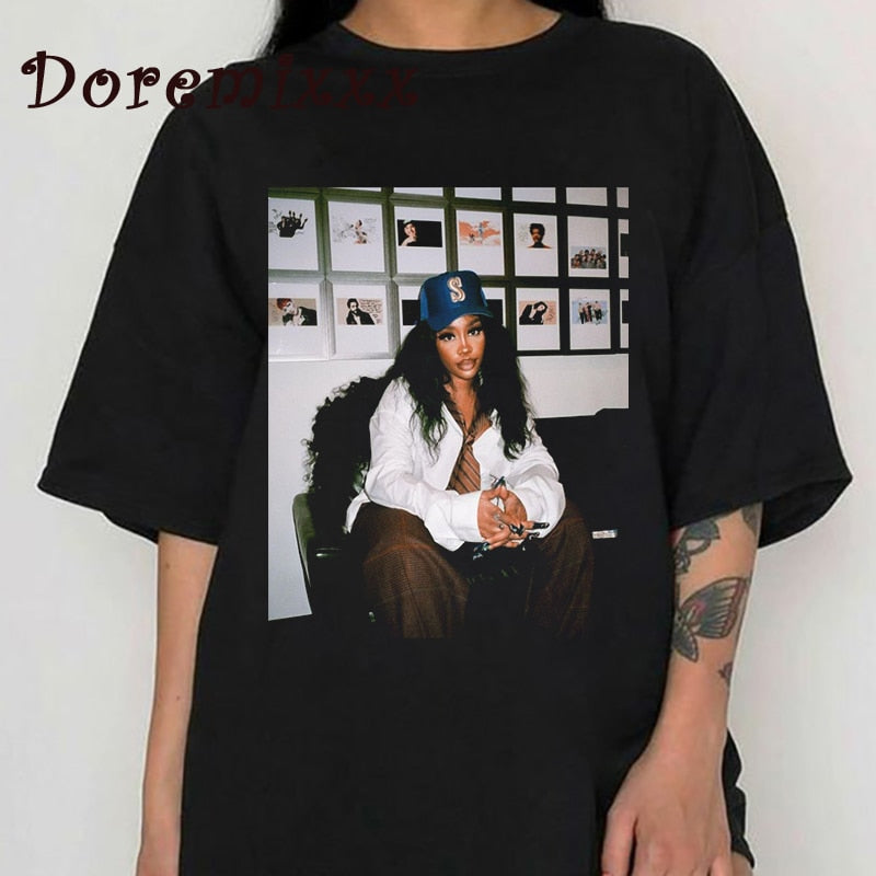 SOS Tour Sza Graphic Tshirt Men T-shirt Hip Hop Rapper Women Clothes Cotton Man Short Sleeve T Shirt 90s Streetwear Unisex Tops