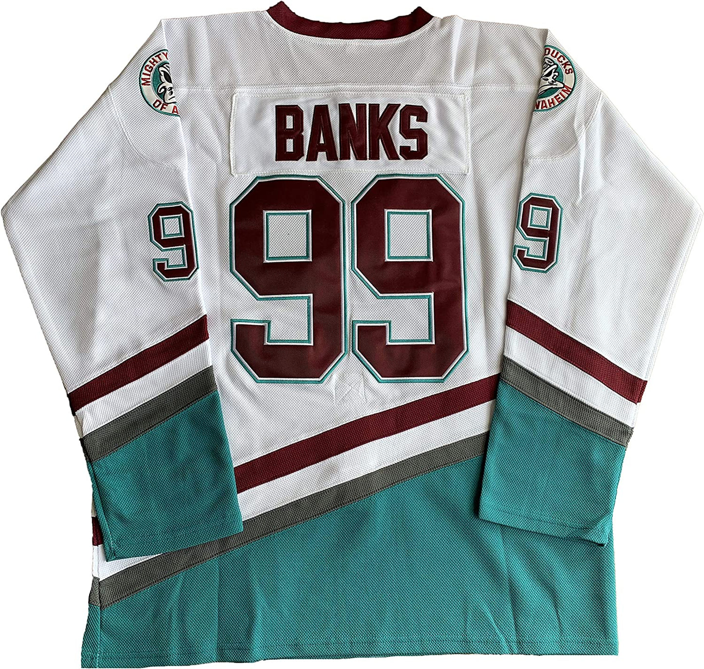 Sport Games League 96# CONWAY Mens Adam BANKS 99# Mighty Ducks Movie Ice Hockey Jerseys Stitched White S-3XL