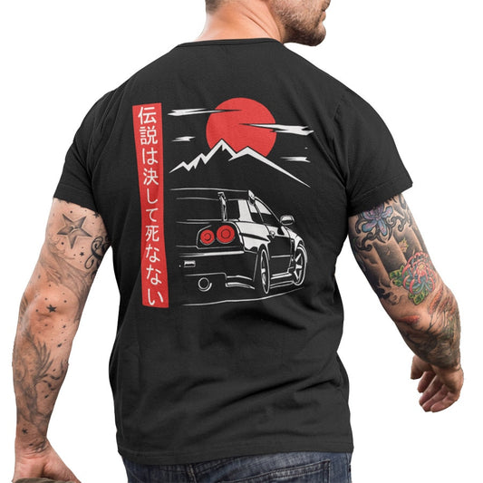 Japanese Style Car T Shirts Back Print Street Wear Original Design EU Size 100% Cotton Tops Tee Homme