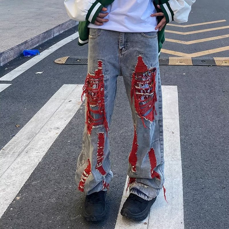 2023 Ropa Grunge Y2K Streetwear Baggy Ripped Stacked Jeans Pants Men Clothing Kanye Women Straight Denim Trousers Vetement Homme