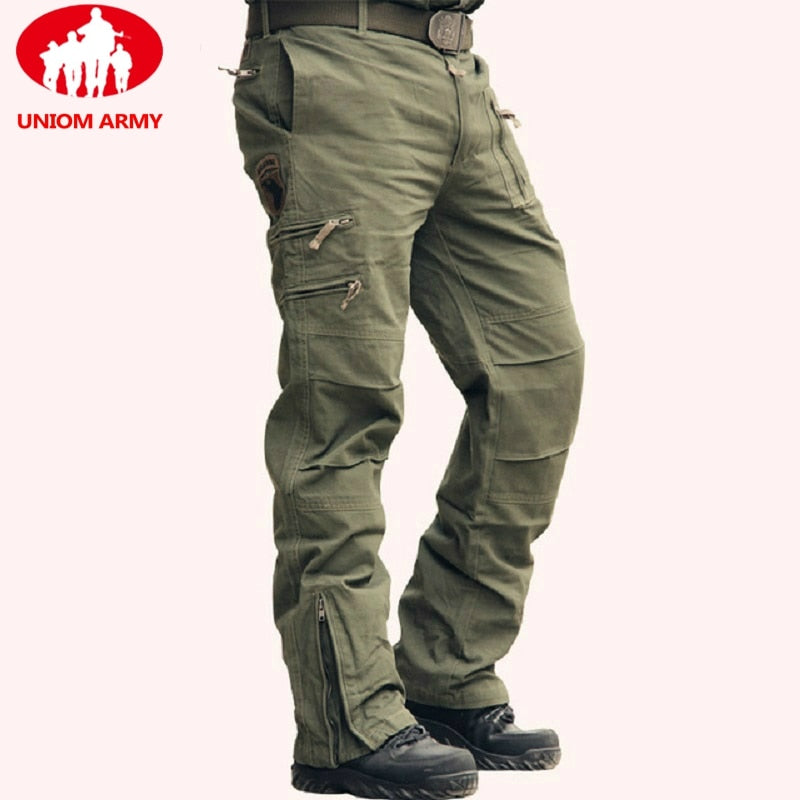 2022 Men's Cargo Pant Cotton Army Military Tactical Pant Men Vintage Camo Green Work Many Pocket Cotton Camouflage Black Trouser