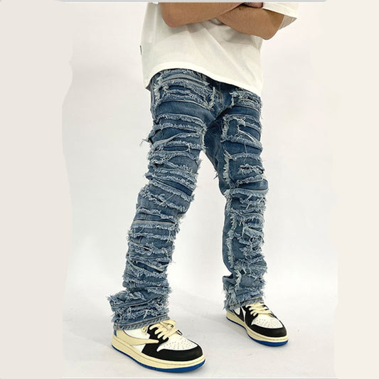 2022 Kanye Y2K Streetwear Baggy Ripped Stacked Jeans Pants Men Clothing Hip Hop Straight Vintage Denim Trousers Pantalon Homme