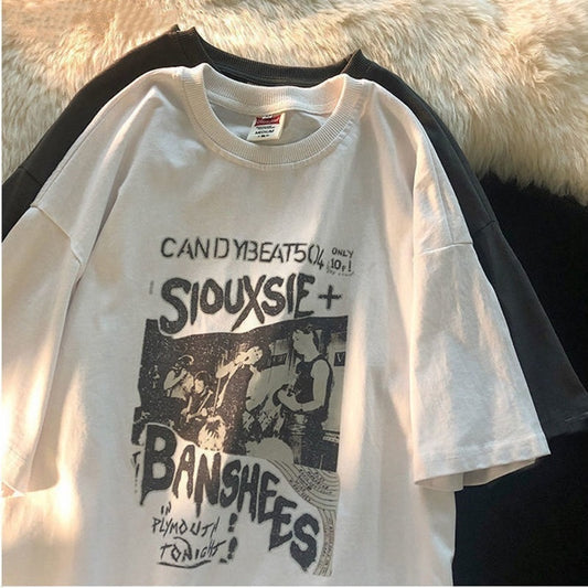 Man Vintage Oversized Short Sleeve Shirt Women Summer Hip Hop Short Sleeve Streetwear Women Harajuku T-shirt Clothes Loose Tee